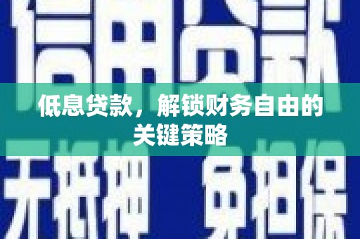 二林低息贷款，解锁财务自由的关键策略