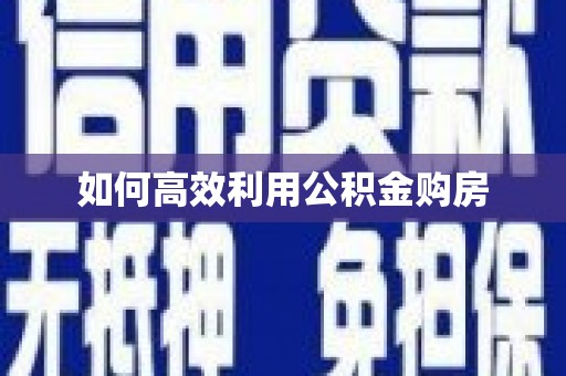 二林如何高效利用公积金购房